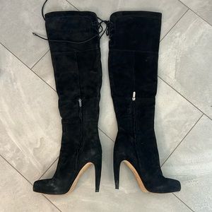 Over the knee suede Boots with ties size 9.5